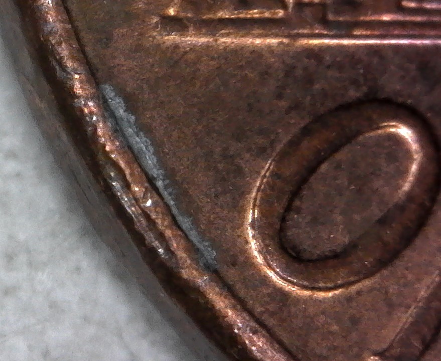 2007-P-Lincoln-Memorial-Cent-Struck-Through-Shaved-Off-Rim-Burr!